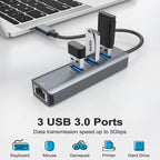 4 in 1 USB C Hub Ethernet Adapter 3 USB 3.0 Ports RJ45 Gigabit LAN Compatible with MacBook Pro MacBook Air Chromebook Dell XPS