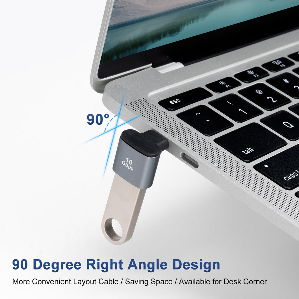 90 Degree USB C to USB 3.1 OTG Adapter Right Angled USBC Type C Male to USB Female Adapter 10G Data Transfer for Smartphone Tablet Laptop