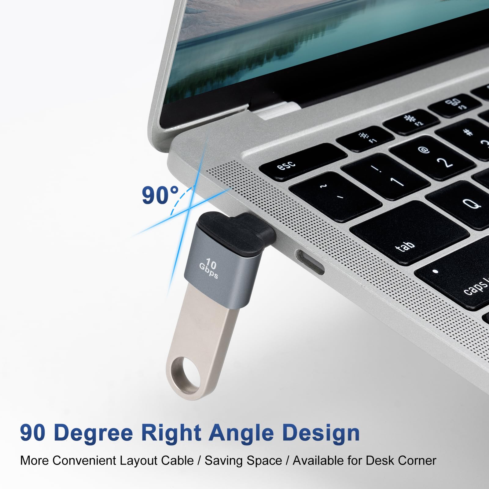 90 Degree USB C to USB 3.1 OTG Adapter Right Angled USBC Type C Male to USB Female Adapter 10G Data Transfer for Smartphone Tablet Laptop