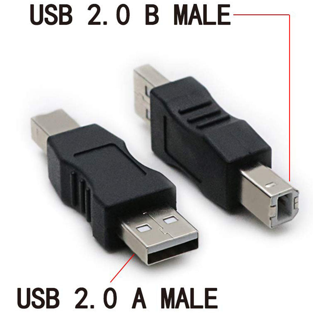 USB 2.0 Type A Male to Type B Male Adapter Plug and Play Compatible with PC Mac Printer Scanner