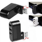 3-Port USB 2.0 Hub 90°/180° Rotatable Connector – Compact Portable USB Splitter 480Mbps for PC Laptop Notebook Mac