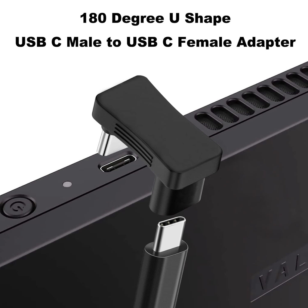 180 Degree Angle USB C Adapter 180° U Shape Male to Female 10Gbps PD 100W Adapter Compatible with Steam Deck Switch Laptop Tablet Phone and More Type C Devices