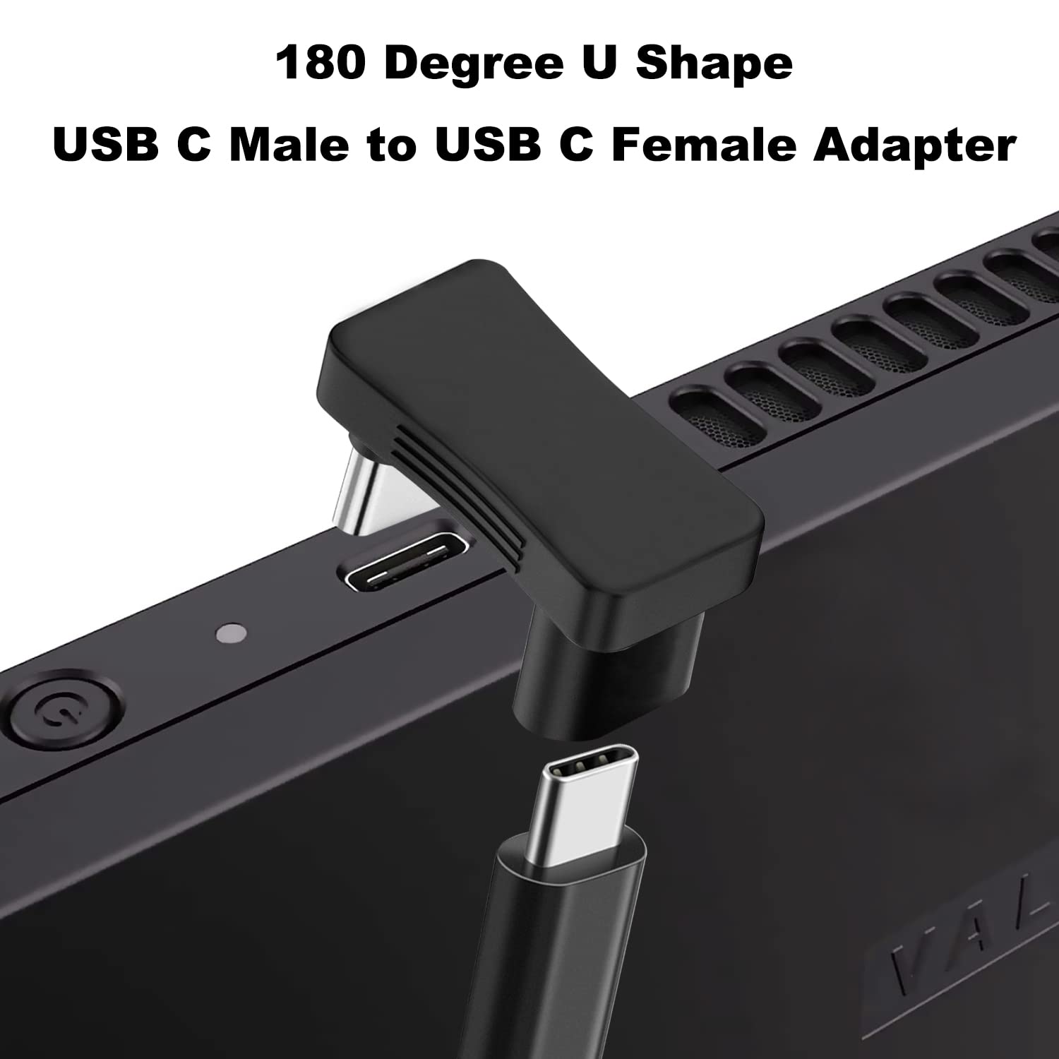 180 Degree Angle USB C Adapter 180° U Shape Male to Female 10Gbps PD 100W Adapter Compatible with Steam Deck Switch Laptop Tablet Phone and More Type C Devices