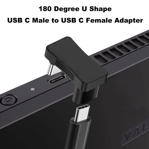 180 Degree Angle USB C Adapter 180° U Shape Male to Female 10Gbps PD 100W Adapter Compatible with Steam Deck Switch Laptop Tablet Phone and More Type C Devices