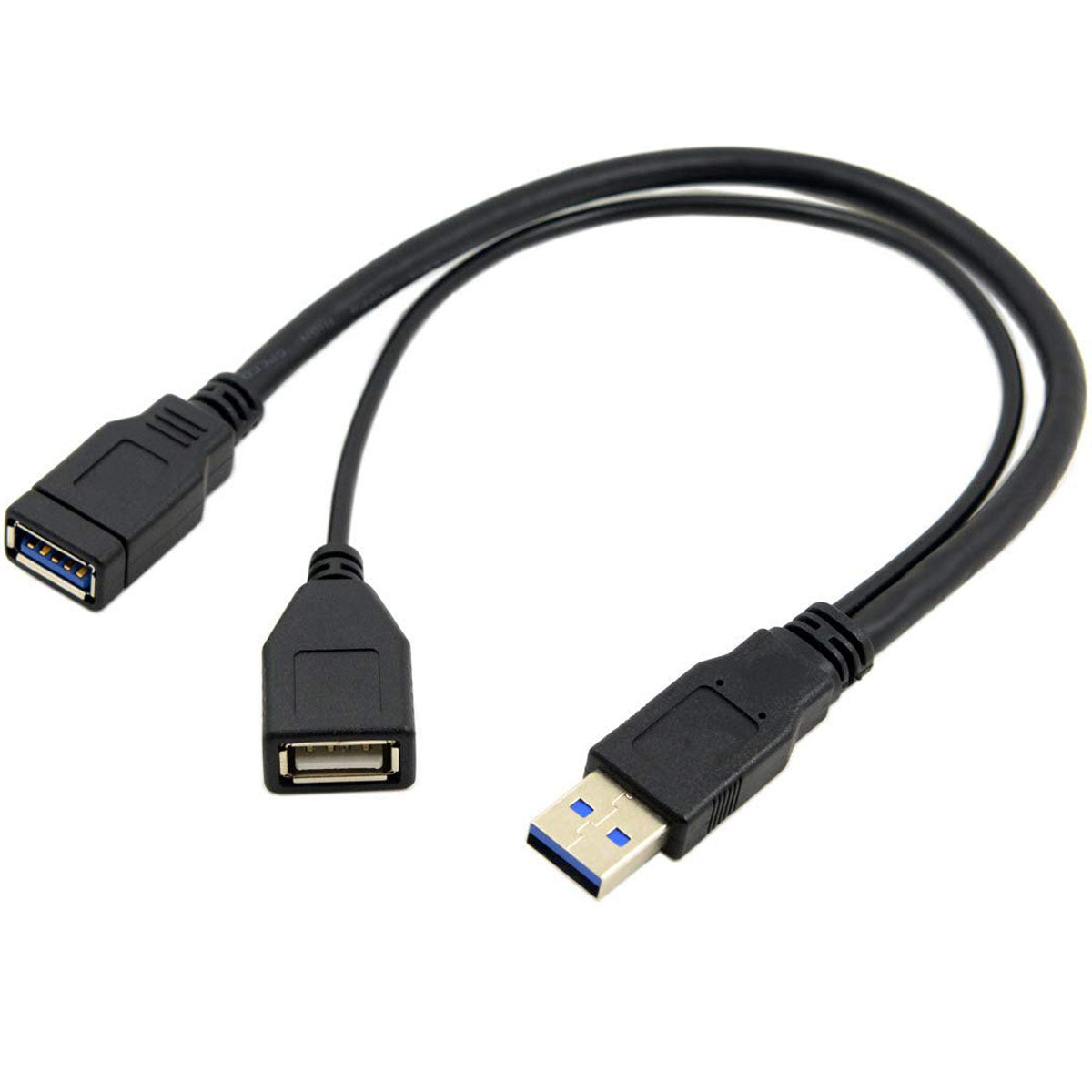 USB 3.0 Y Cable 1 Male to Dual Female Splitter – USB 3.0 Data & Power + USB 2.0 Power for 2.5" Portable Hard Drive 30cm