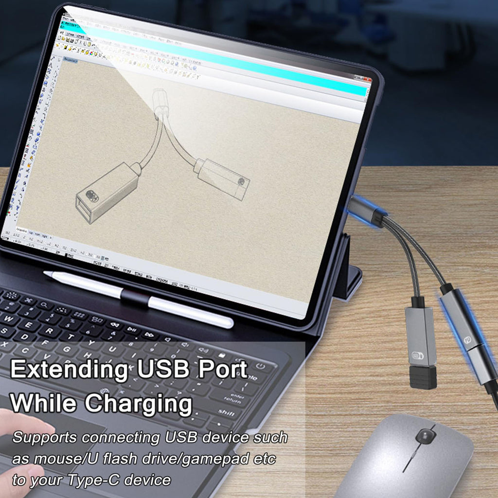 2-in-1 USB C OTG Adapter 60W PD Charging + USB 3.0 Port – Compatible with iPhone 15, MacBook Pro, Samsung Galaxy