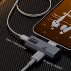 USB C Splitter Not for Video 2-in-1 Dual USB C Headphone and Charger Adapter Audio Dongle with PD 100W for Rog Ally Steam Deck iPhone 15/16 iPad Grey