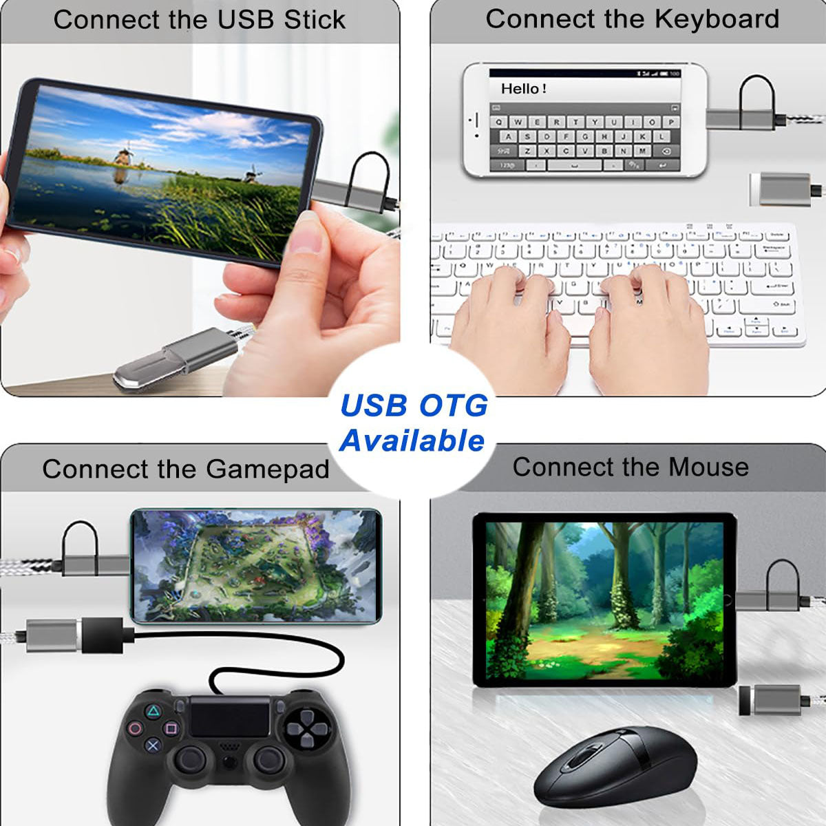 2-in-1 USB C/Micro USB to USB Adapter USB to USB C OTG Adapter Cable Compatible with Samsung Galaxy S21 S22 S23 Note 20/10 A53 Google Pixel and More Android Devices