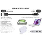USB-C to Micro USB Cable 3ft – Data & Charging for MacBook iPhone 15 Samsung Android Laptops to Old Phones Cameras Tablets