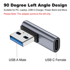 90 Degree USB C Female to USB Male Adapter Left Angle Type C to USB A Charger Converter for iPhone Apple iWatch Watch Airpods iPad Air Mini and More