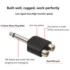 6.35mm (1/4 Inch) Mono Male to Dual RCA Female Adapter – TS Plug to RCA Jack Splitter for Guitar Amplifier Mixer Speaker