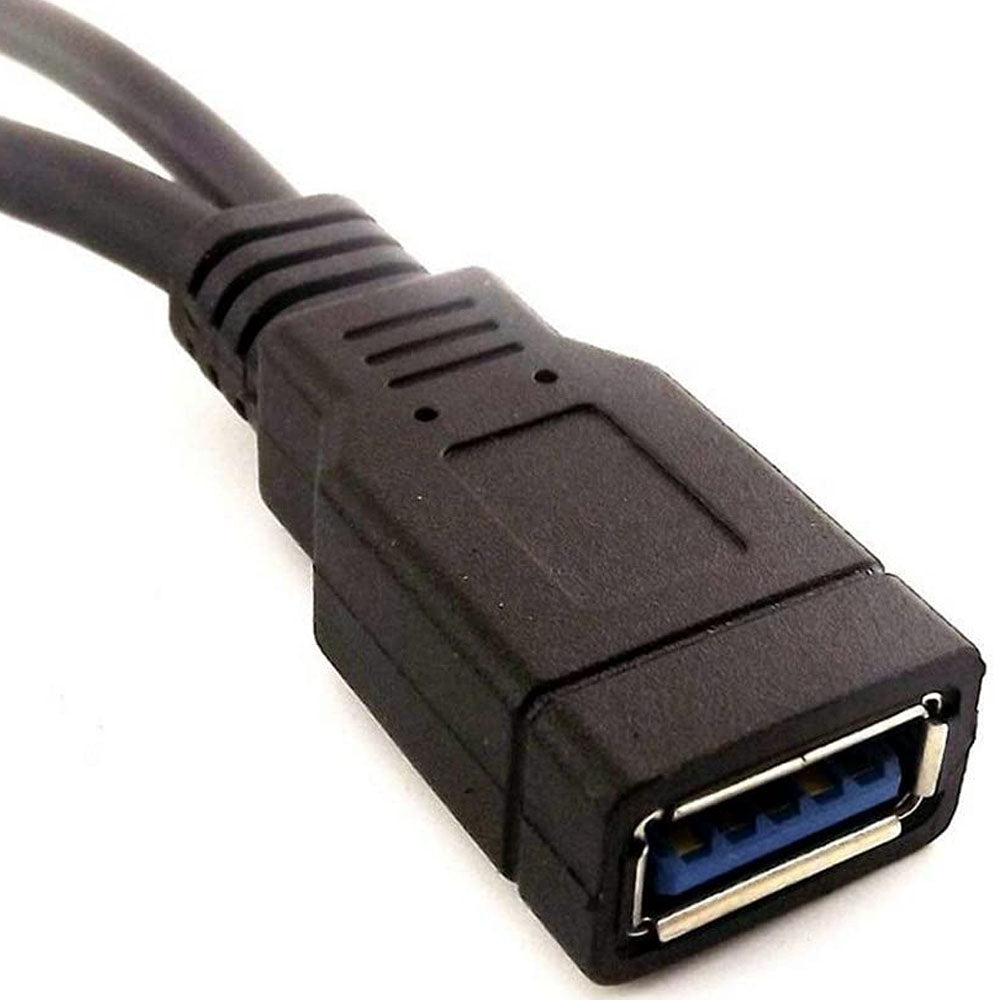 USB 3.0 Y Cable Female to Dual USB Male Splitter – Extra Power for 2.5" Portable Hard Drive USB 3.0 Data & USB 2.0 Power 30cm
