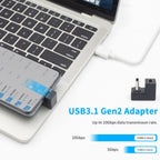 USB C U Shape Adapter USB C 180 Degree Adapter 10Gbps USBC to USBC Extension Adapter with (Type-C 3.1 Gen 2) Data Fast Charging Connector for Mobile Phone Laptop Galaxy