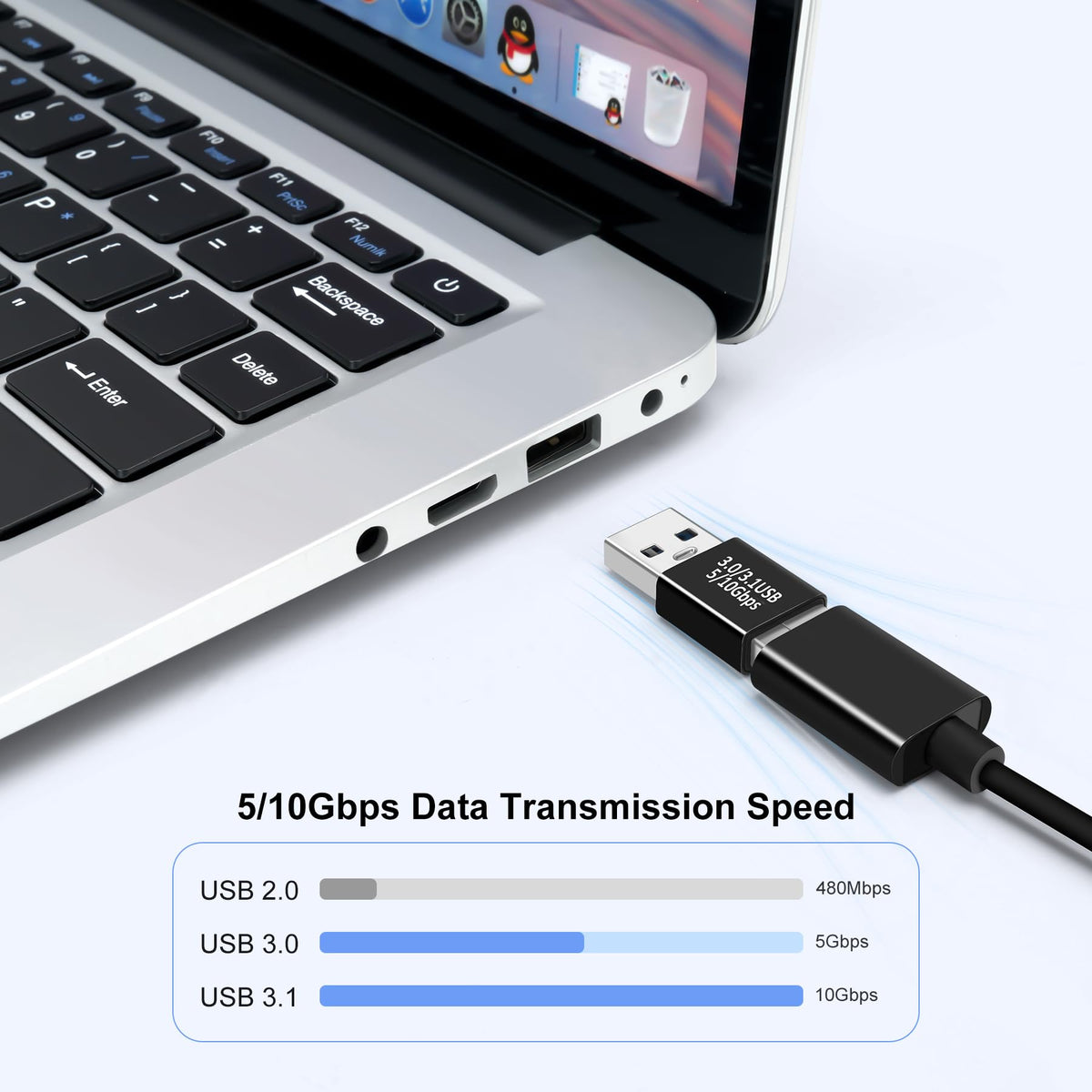 USB 3.0 Male to Male Adapter USB-A to USB-A Coupler Extension Connector Compatible with PC Laptop Webcam Hard Drive