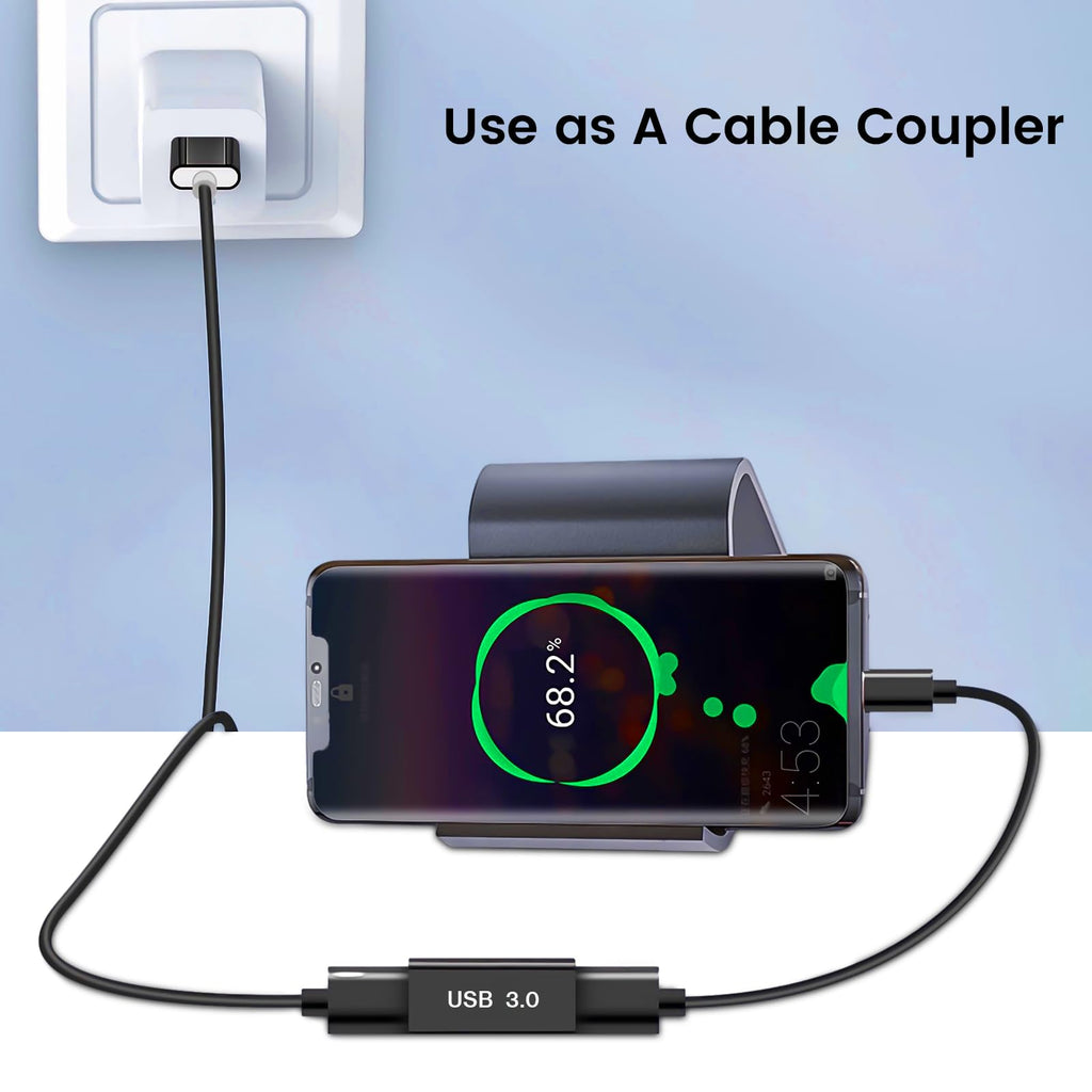 USB 3.0 Female to Female Adapter Coupler – Connect Two USB-A Male Cables Extension Connector Compatible with PC Laptop Power Bank
