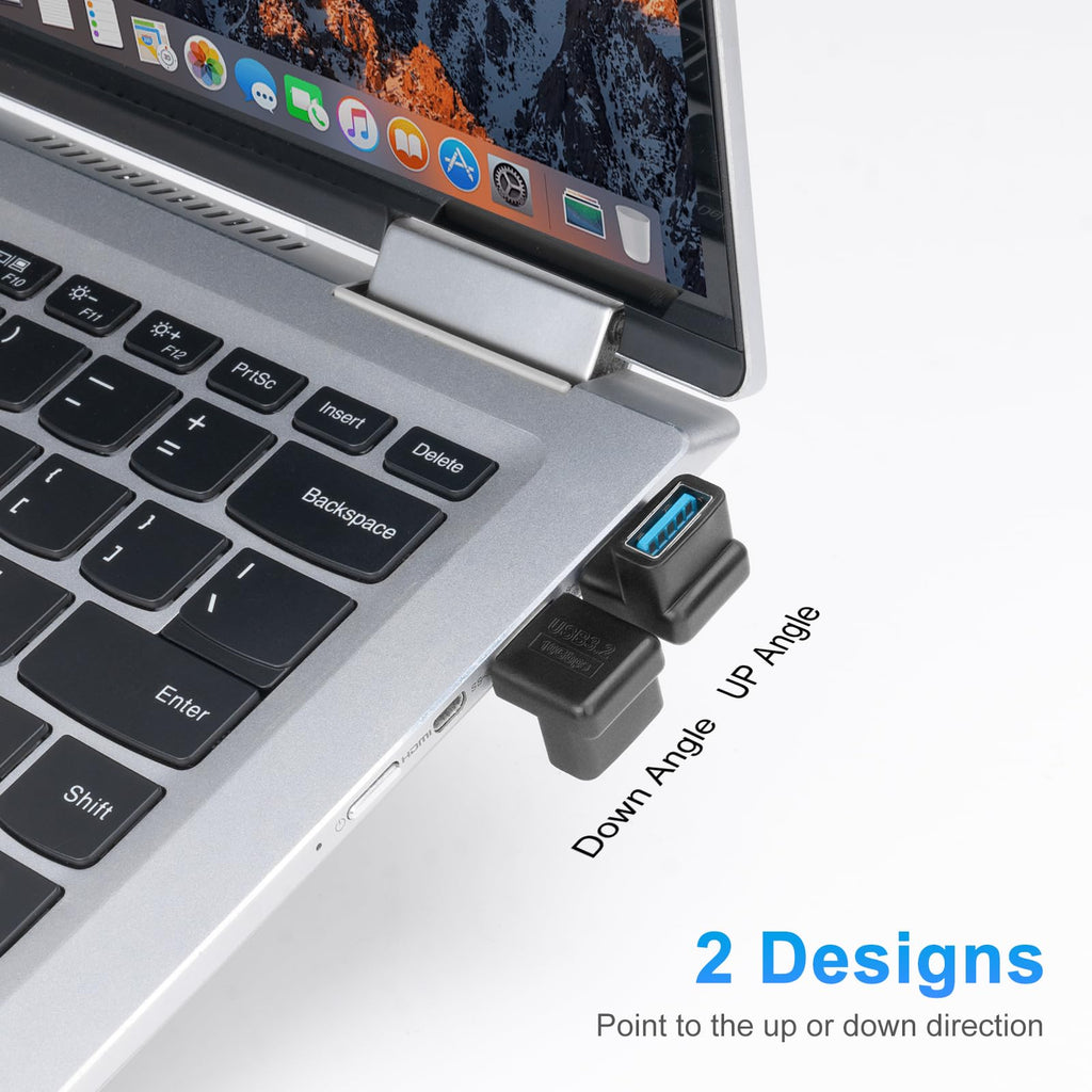 USB 3.1 90 Degree Up/Down Angle Adapter USB-A Male to USB-A Female Right Angle Coupler – Compatible with PC Laptop USB Hub