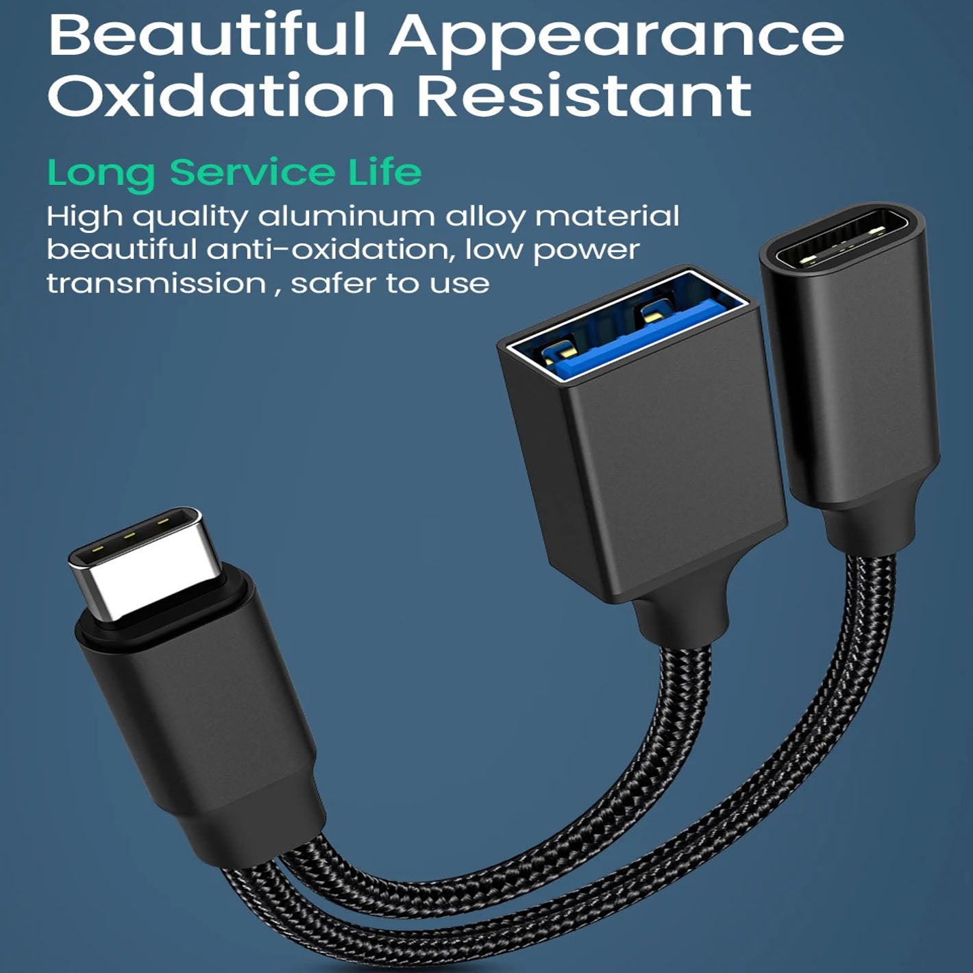 2-in-1 USB C OTG Adapter with 10W PD Charging + USB-A 2.0 Port – Compatible with iPhone 15, MacBook, Samsung Galaxy