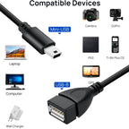USB A Female to Mini USB 5-Pin Male OTG Cable Adapter 15cm – Compatible with Digital Camera MP3 MP4 GPS