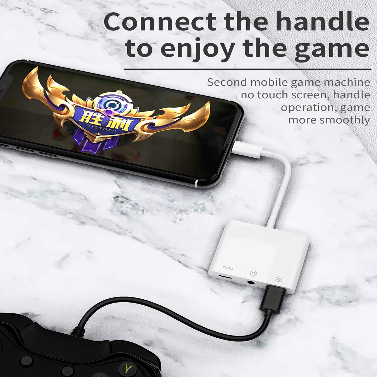 3-in-1 Lightning-Compatible to USB-A OTG + 3.5mm Audio + Charging Adapter – Headphone Jack Splitter for iPhone iPad iOS 9.2–13+