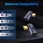 USB-C 90° Right Angle Adapter 40Gbps – USB-C Male to Female Extender for Laptop Tablet Gaming Handheld Console Thunderbolt 4-Compatible