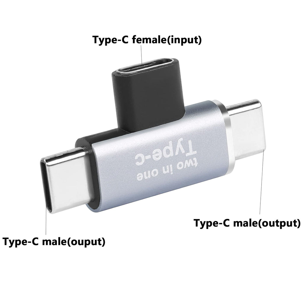 USB-C Female to Dual USB-C Male Splitter Adapter – USB 3.1 Gen 1 Data + Audio + 5V/3A Charging for USB-C Devices