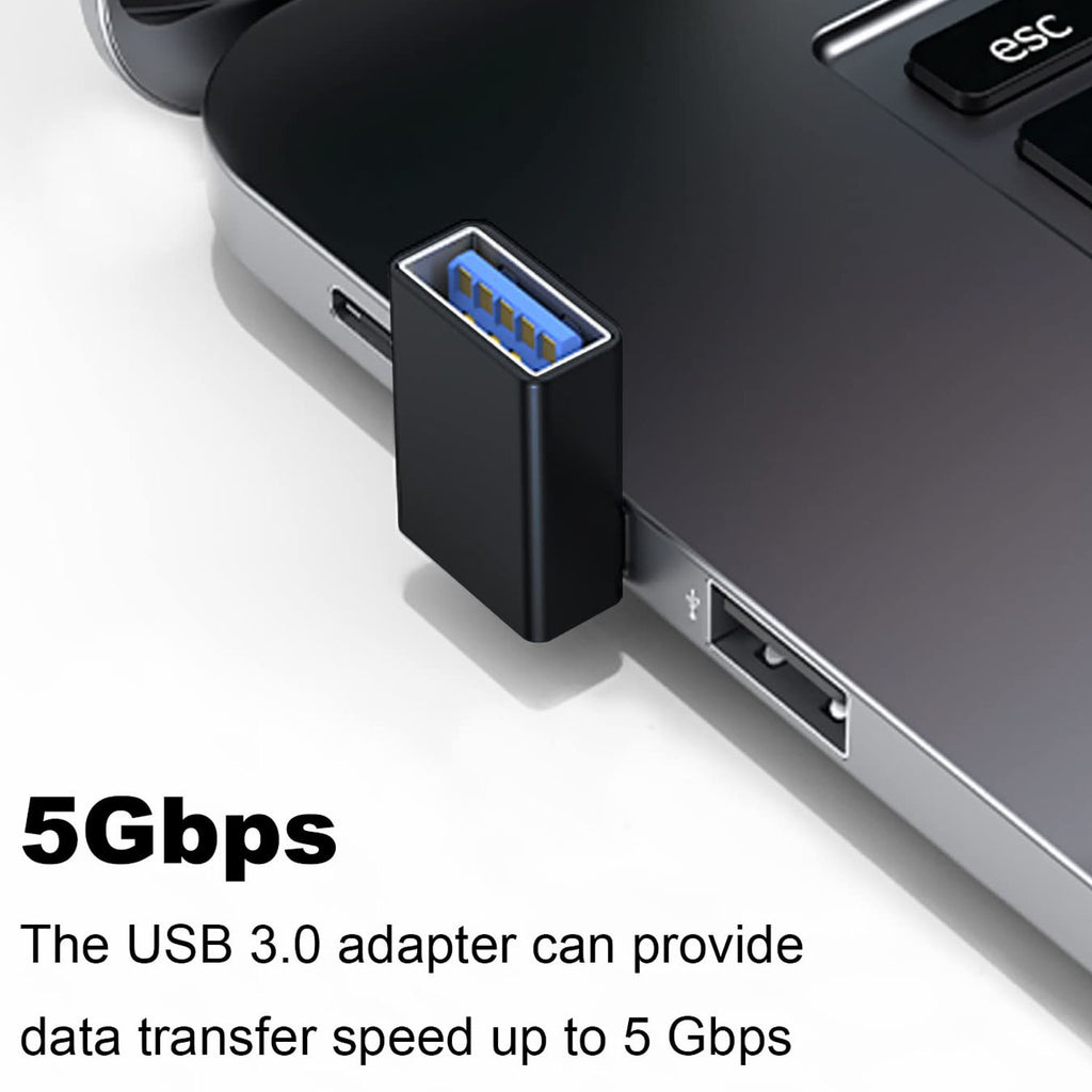 90 Degree USB-A Male to Female Adapter Upward Right Angle – USB 3.0 5Gbps 15W Charging Aluminum for PC Laptop Charger Power Bank