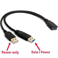 USB 3.0 Y Cable Female to Dual USB Male Splitter – Extra Power for 2.5" Portable Hard Drive USB 3.0 Data & USB 2.0 Power 30cm