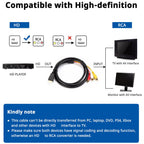 HDMI-Compatible Male to 3-RCA Male AV Cable 1.5m – One-Way Signal Transmitter for HD Player to TV (Requires Device Decoding – Not a Converter)