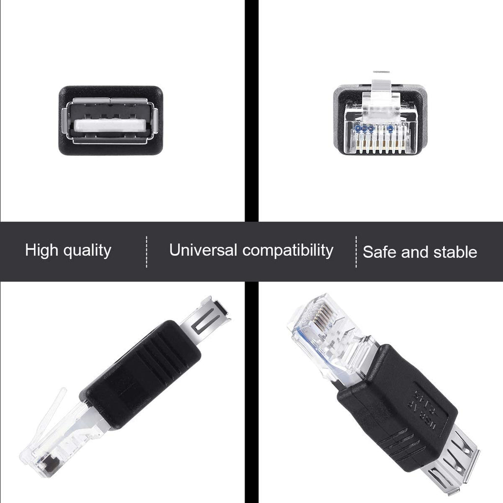 USB-A 2.0 Female to RJ45 Male Adapter Pack of 2 – USB to Ethernet Converter for ADSL Modem Router Surveillance Camera (Not a Network Card)