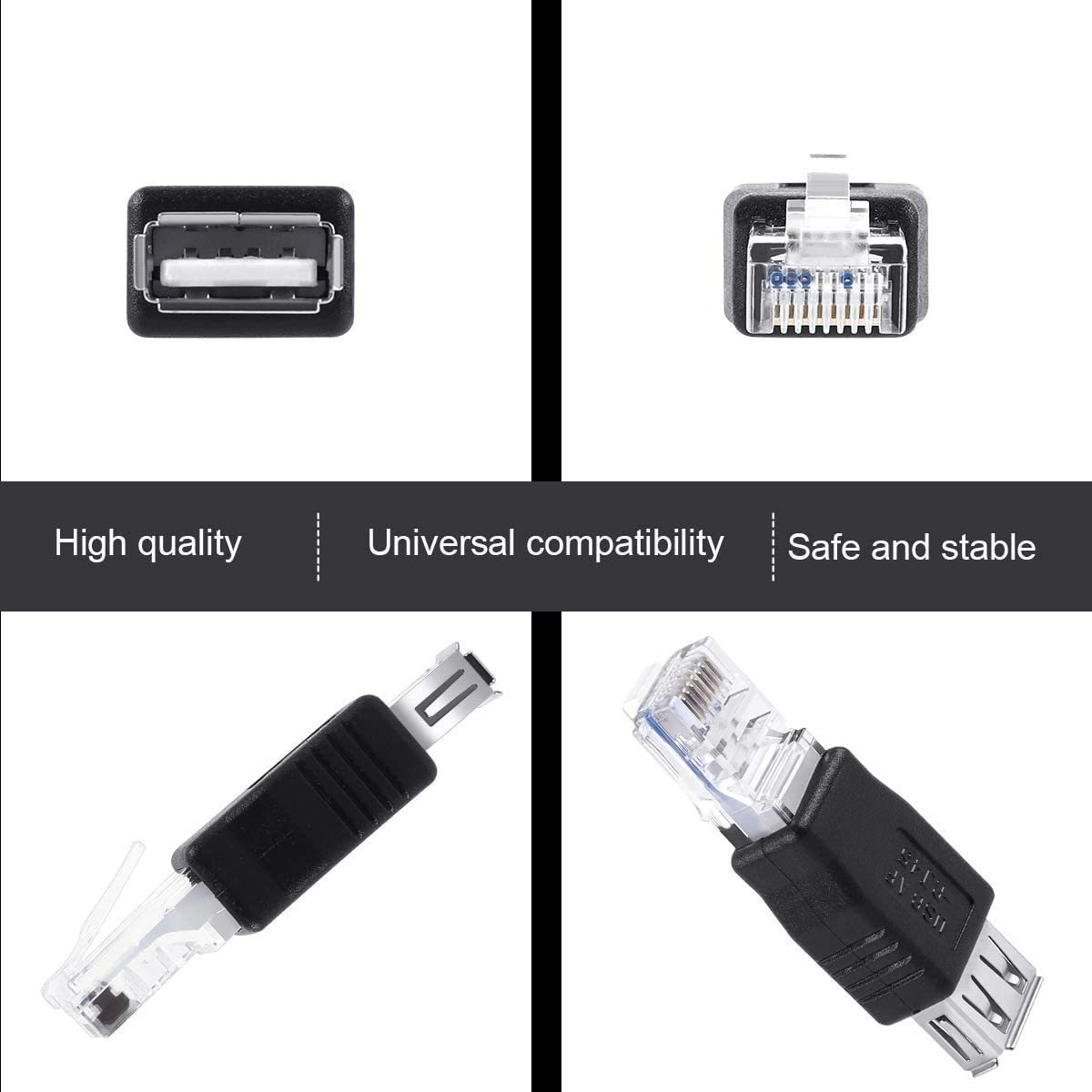 USB-A 2.0 Female to RJ45 Male Adapter Pack of 2 – USB to Ethernet Converter for ADSL Modem Router Surveillance Camera (Not a Network Card)