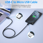 USB-C to Micro USB Cable – USB 2.0 480Mbps Data & Charging OTG for MacBook Samsung Galaxy Fire Tablet TV Stick Android (1ft / 3ft)