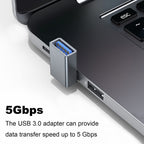 90 Degree USB-A Male to Female Adapter Up & Down Right Angle – USB 3.0 5Gbps 15W Charging Aluminum for PC Laptop Charger Power Bank