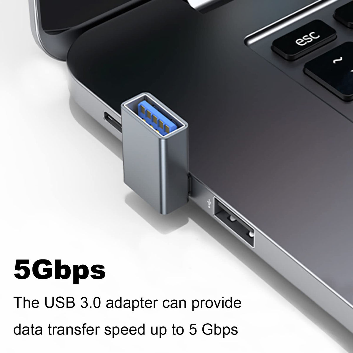 90 Degree USB-A Male to Female Adapter Up & Down Right Angle – USB 3.0 5Gbps 15W Charging Aluminum for PC Laptop Charger Power Bank