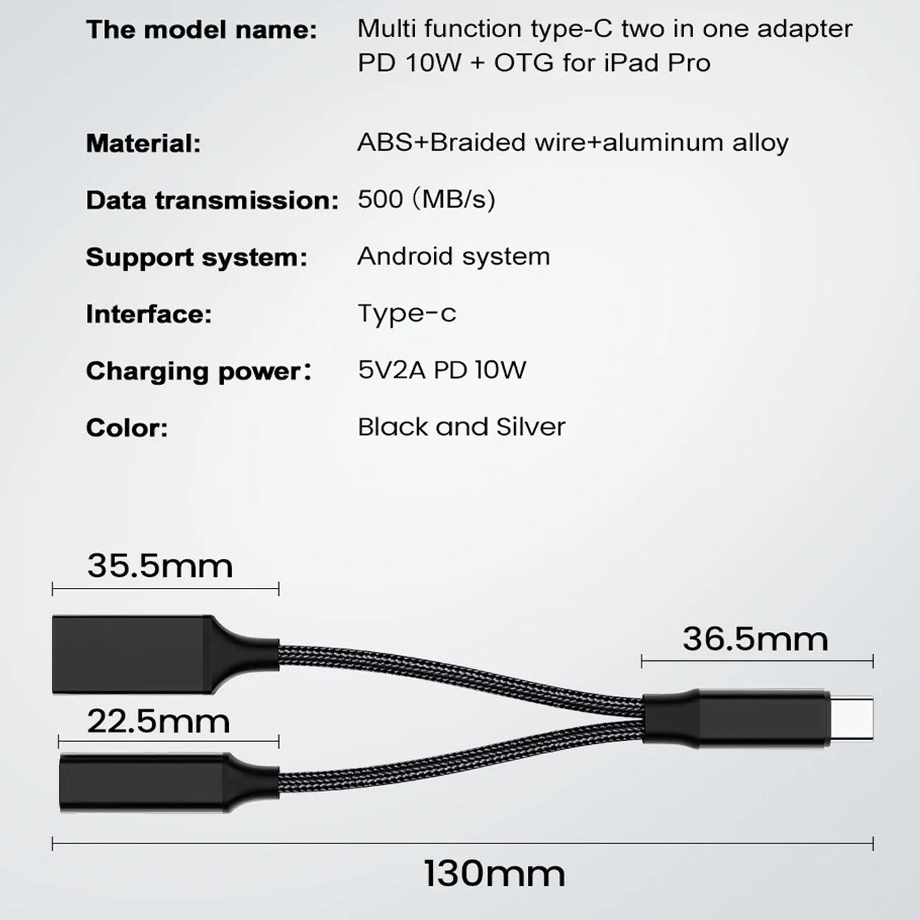 2-in-1 USB C OTG Adapter with 10W PD Charging + USB-A 2.0 Port – Compatible with iPhone 15, MacBook, Samsung Galaxy