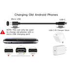 USB-C to Micro USB Cable 3ft – Data & Charging for MacBook iPhone 15 Samsung Android Laptops to Old Phones Cameras Tablets