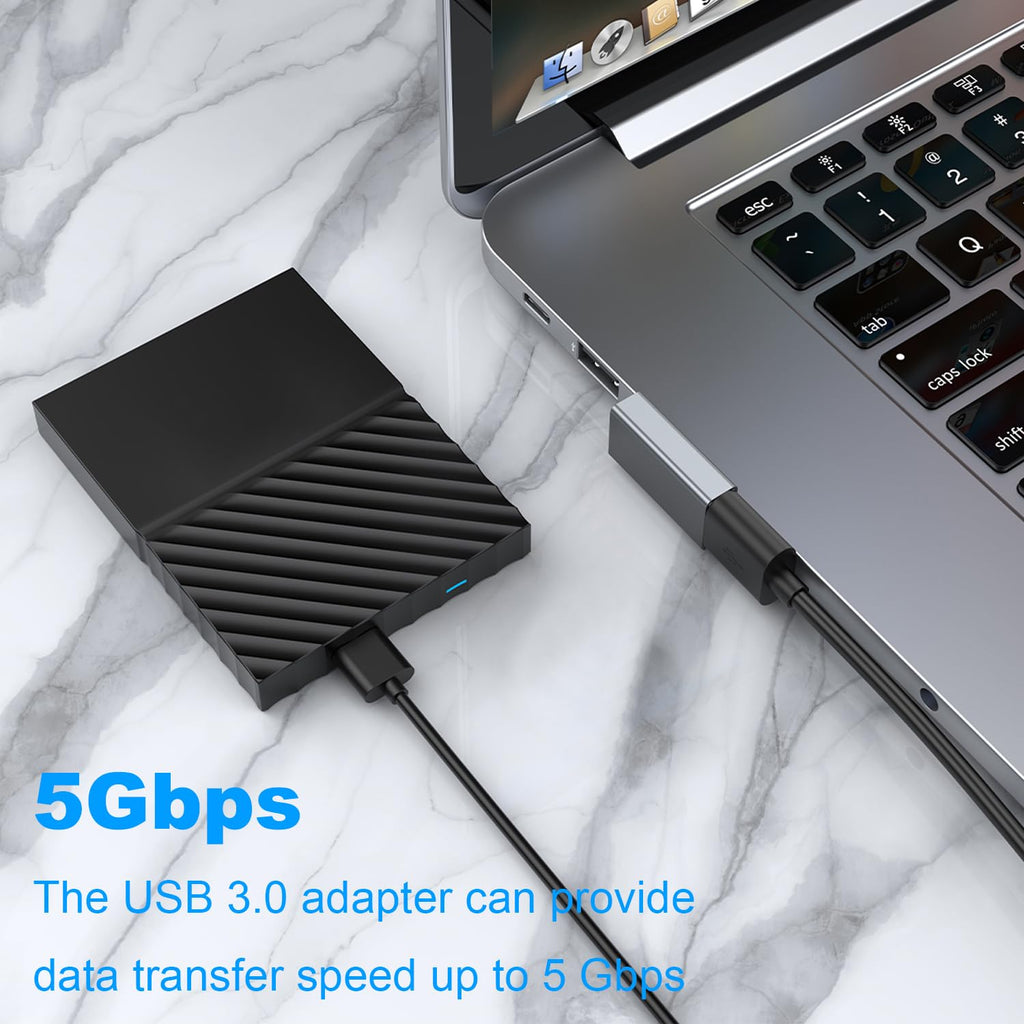 90 Degree USB-A Male to Female Adapter Left & Right Angle – USB 3.0 5Gbps 15W Charging Aluminum for PC Laptop Charger Power Bank
