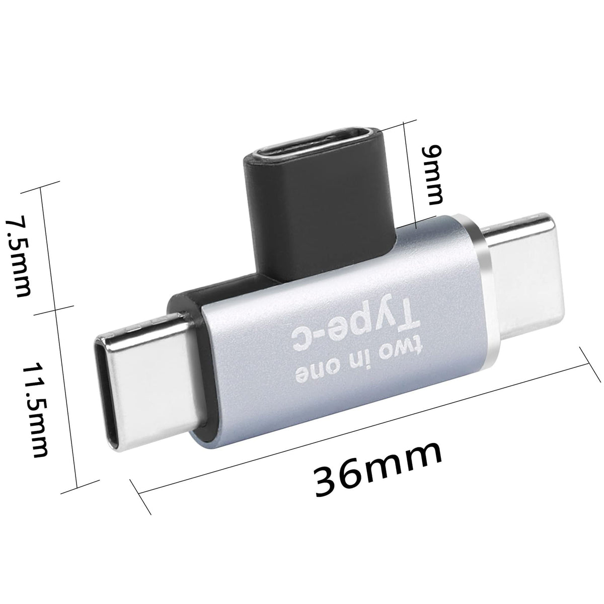 USB-C Female to Dual USB-C Male Splitter Adapter – USB 3.1 Gen 1 Data + Audio + 5V/3A Charging for USB-C Devices