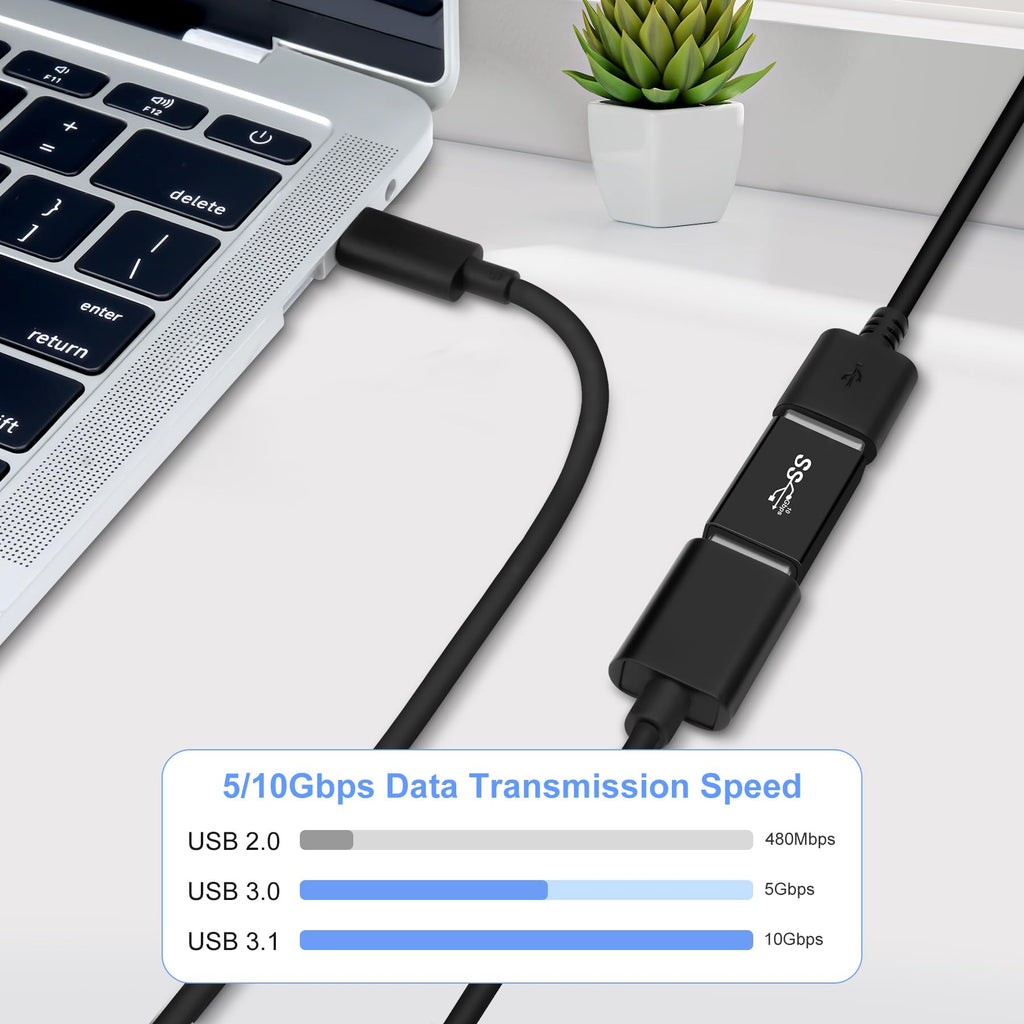 USB 3.0 Male to Female Extension Adapter USB-A Extender Connector Compatible with PC Laptop Flash Drive Wireless Mouse Keyboard