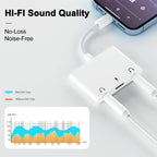 3-in-1 Lightning-Compatible to Dual 3.5mm Headphone Jack Adapter with Charging – 24-bit Audio Splitter for iPhone 14/13/12/11/X/8 Series