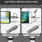 2-in-1 USB C/Micro USB to USB Adapter USB to USB C OTG Adapter Cable Compatible with Samsung Galaxy S21 S22 S23 Note 20/10 A53 Google Pixel and More Android Devices
