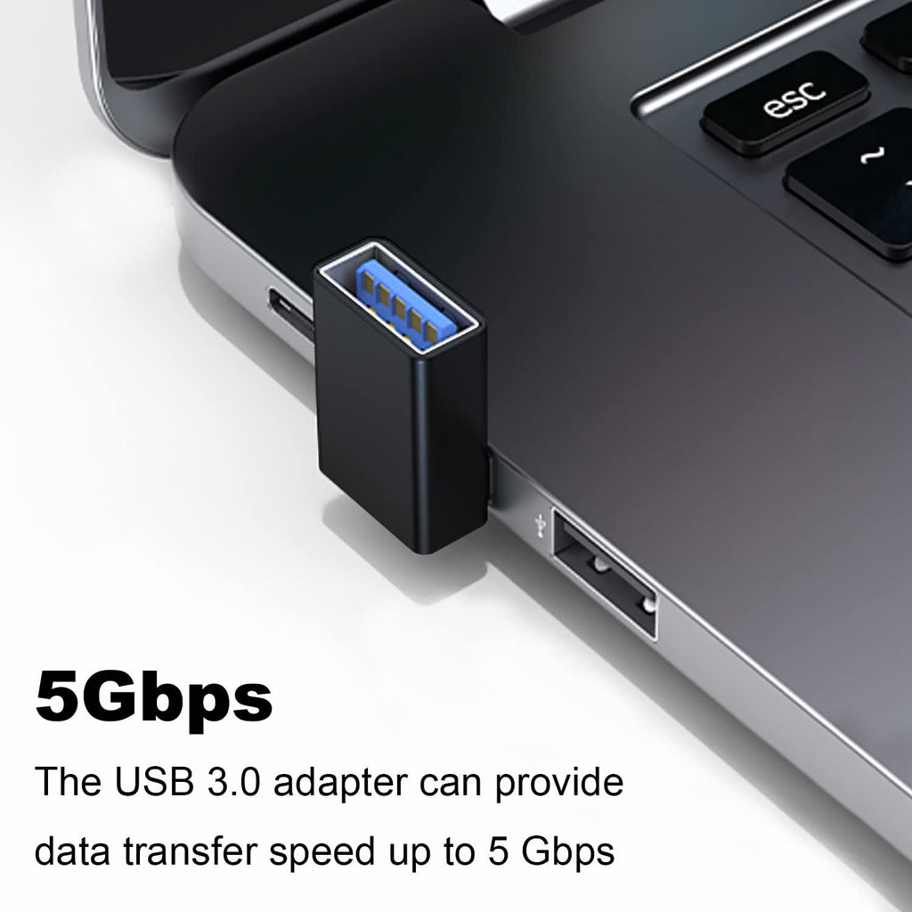 90 Degree USB-A Male to Female Adapter Up & Down Right Angle – USB 3.0 5Gbps 15W Charging Aluminum for PC Laptop Charger Power Bank