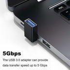 90 Degree USB-A Male to Female Adapter Up & Down Right Angle – USB 3.0 5Gbps 15W Charging Aluminum for PC Laptop Charger Power Bank
