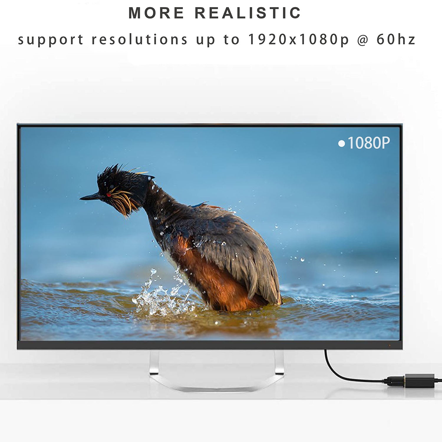 USB C to VGA Adapter | 1080P@60Hz Multi-Display Converter for MacBook Pro iPad Chromebook Surface