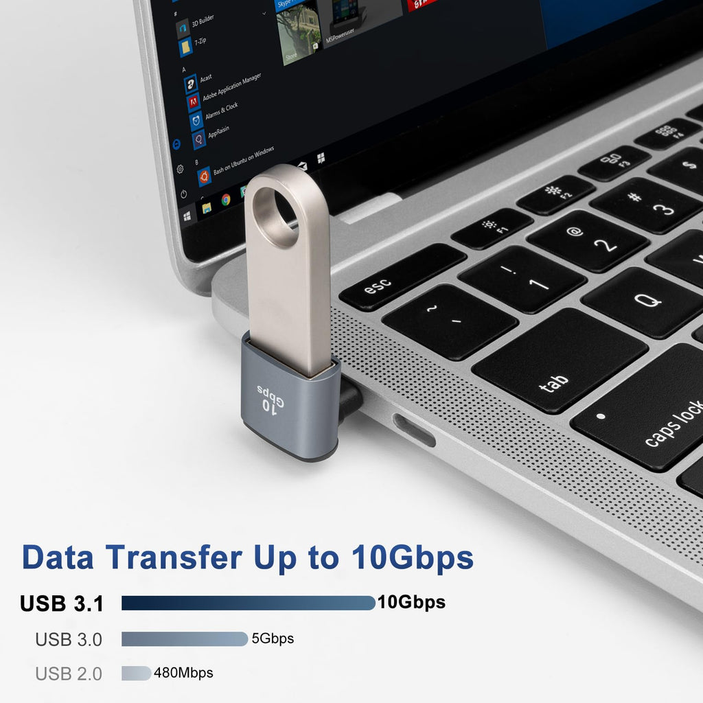 90 Degree USB C to USB 3.1 OTG Adapter Right Angled USBC Type C Male to USB Female Adapter 10G Data Transfer for Smartphone Tablet Laptop