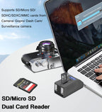 5-in-1 USB 3.0 Hub with SD/TF Card Reader – 1×USB 3.0 + 2×USB 2.0 Ports Portable USB Splitter for Laptop PC Camera Dash Cam