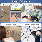 2-in-1 USB C OTG Adapter 60W PD Charging + USB 3.0 Port – Compatible with iPhone 15, MacBook Pro, Samsung Galaxy