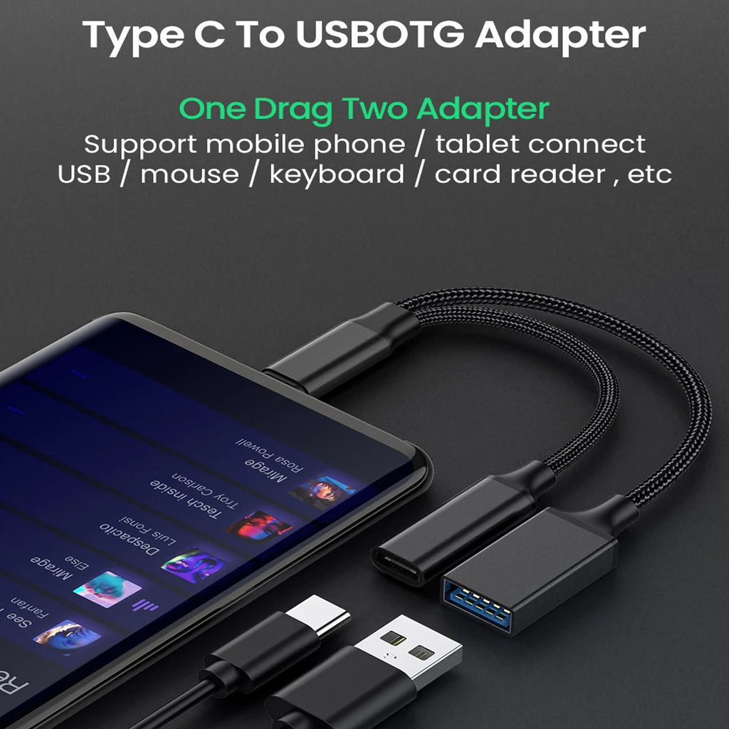 2-in-1 USB C OTG Adapter with 10W PD Charging + USB-A 2.0 Port – Compatible with iPhone 15, MacBook, Samsung Galaxy