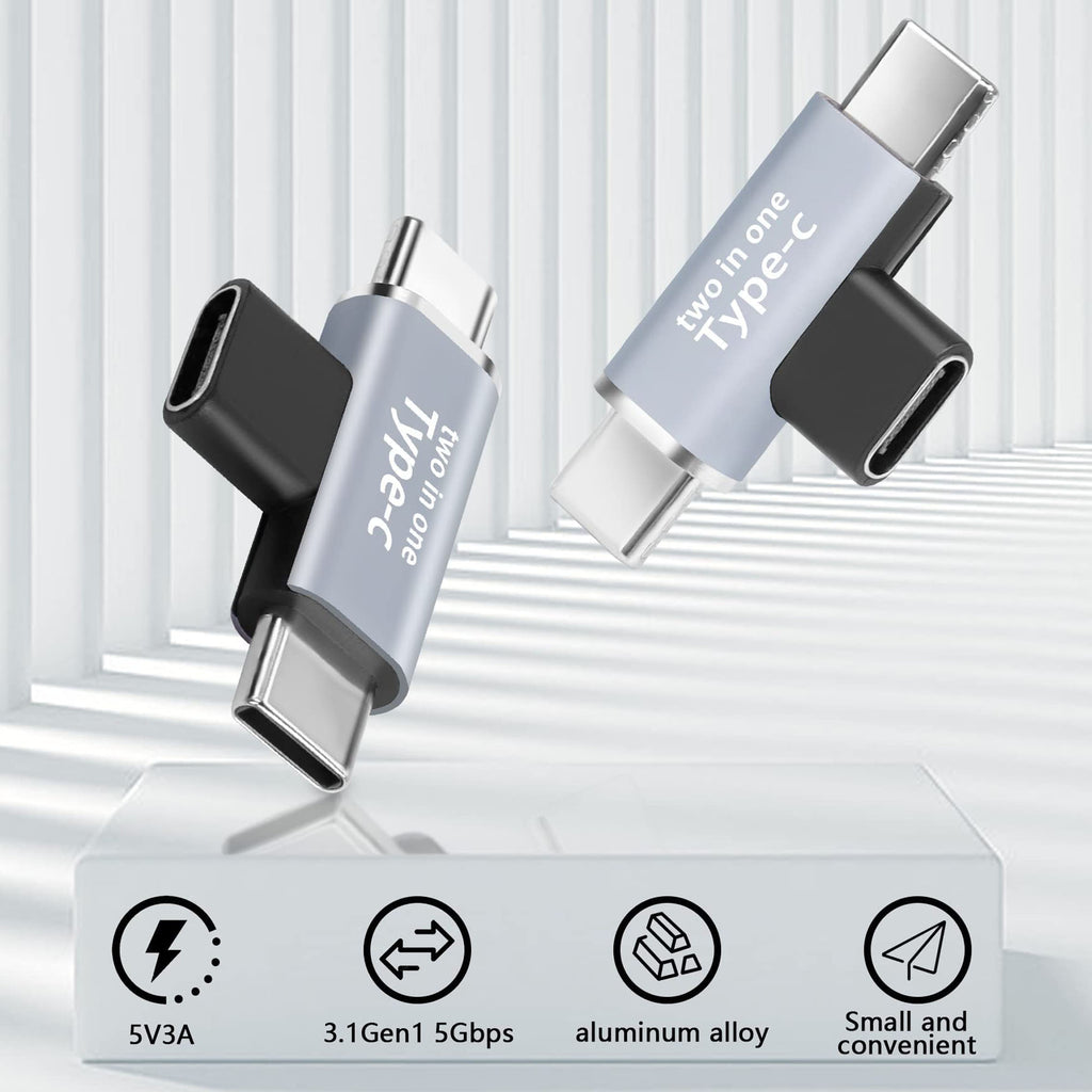 USB-C Female to Dual USB-C Male Splitter Adapter – USB 3.1 Gen 1 Data + Audio + 5V/3A Charging for USB-C Devices
