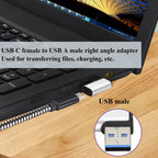 Right Angle USB C to USB A 3.0 Adapter 90 Degree USB Type C Female to USB 3.0 A Male Converter (OTG) for PC Laptops Power Banks Chargers More USB and Type-C Devices
