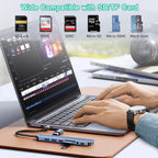 8-in-1 USB Hub Dual Plug USB-A & USB-C – USB 3.0 + USB 2.0 + SD/TF Card Reader + 3.5mm Audio Jack Aluminum for MacBook Laptop PC